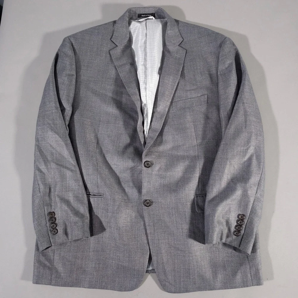 Lauren Ralph Lauren Sport Coat Mens 48R Grey Linen Blend Two Button Blazer